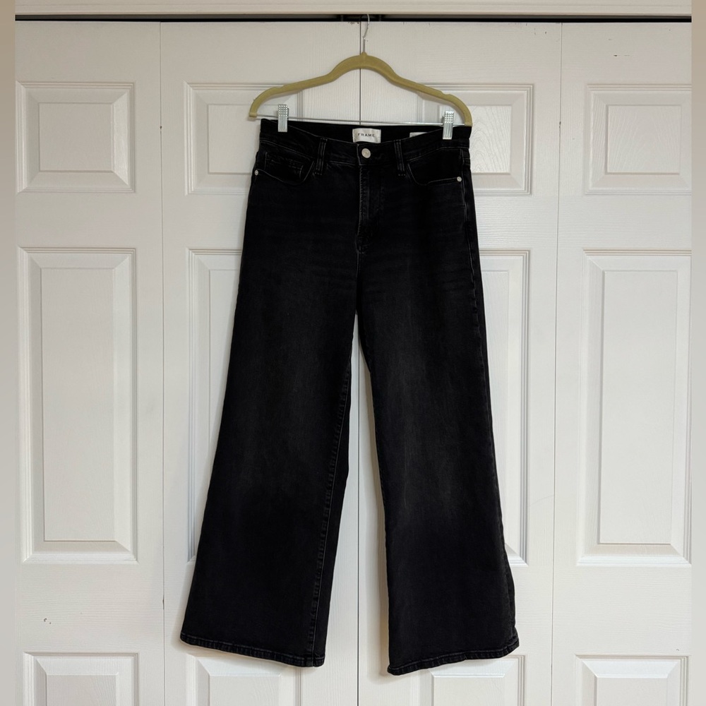 Frame Denim Black Flare Jean Le Slim Palazzo